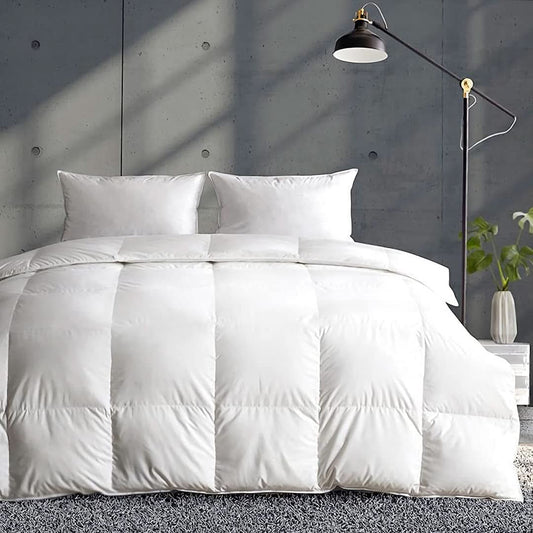 Lightweight down Feather Fibers Comforter Twin Size, Fluffy Duvet Insert for Warm Weather/Hot Sleepers -Ultra Soft 100% Organic Cotton Cover, Cooling Summer Duvet(Ivory White, 68X90)